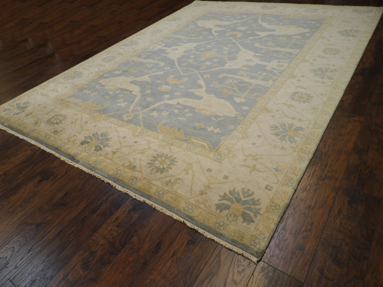 Blue 9'0" x 12'0" Turk Oushak Natural dye Hand knotted Wool Rug - Sku: w289