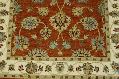 Beige & Rust Oushak Agra Chobi rug in room setting