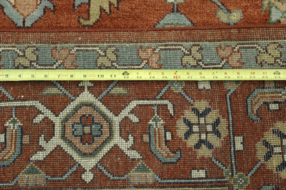 Close-up of wool pile, Beige & Rust rug