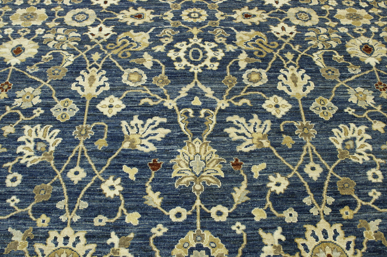 Back of Oushak Chobi hand-knotted rug