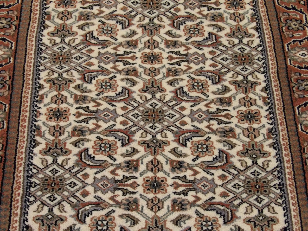 Back of Fine Persian Mir Herati hand-knotted rug