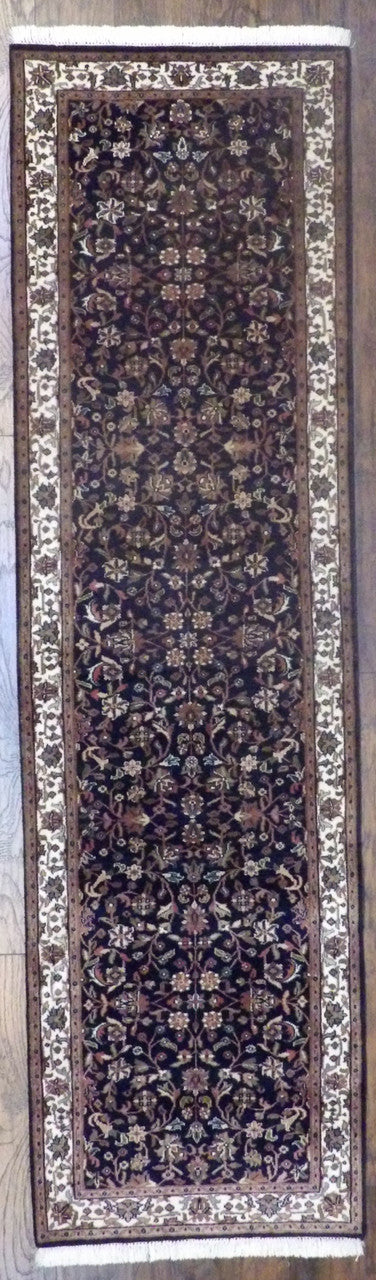 Fine Persian Kashan hand-knotted wool rug in Blue & Beige, full view