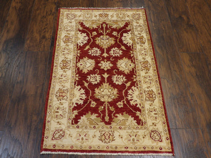 Close-up of wool pile, Beige & Red rug