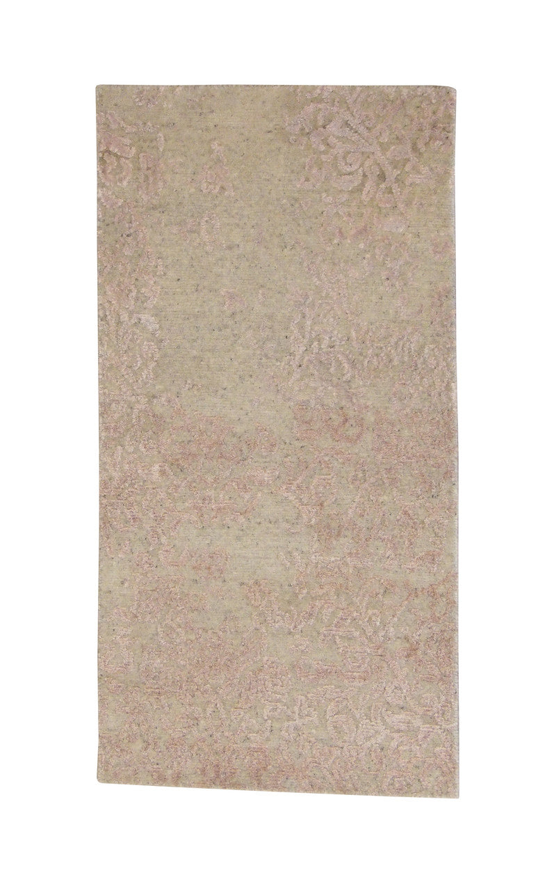 Transitional Abstract Broken Design hand-knotted wool-silk rug in Gray, full view