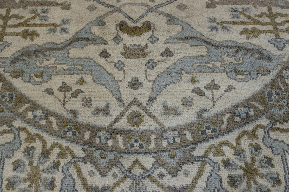 Back of Oushak Indo Ziegler hand-knotted rug