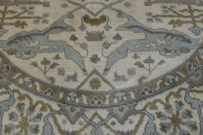 Back of Oushak Indo Ziegler hand-knotted rug