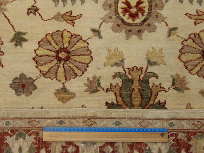 Beige & Rust Oushak Chobi Natural Dye rug in room setting