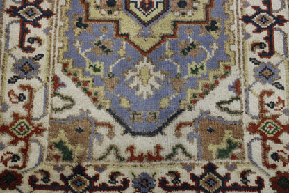 Tribal Indo Heriz rug border detail