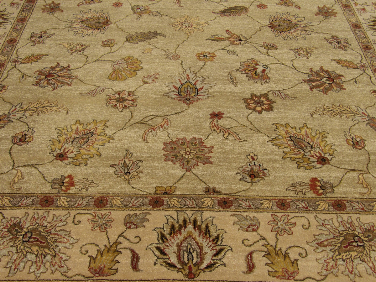 Chobie Oushak / Peshawar hand-knotted wool rug in Green, 7'10" x 9'9", SKU w933