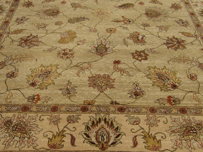 Chobie Oushak / Peshawar hand-knotted wool rug in Green, 7'10" x 9'9", SKU w933