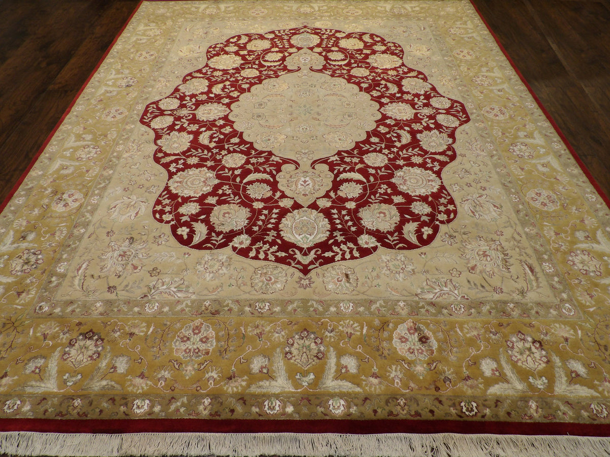 Fine Silky Wash Persian Tabriz rug corner detail
