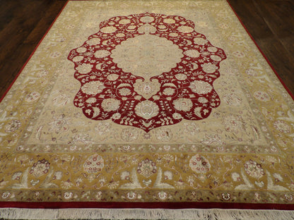 Fine Silky Wash Persian Tabriz rug corner detail