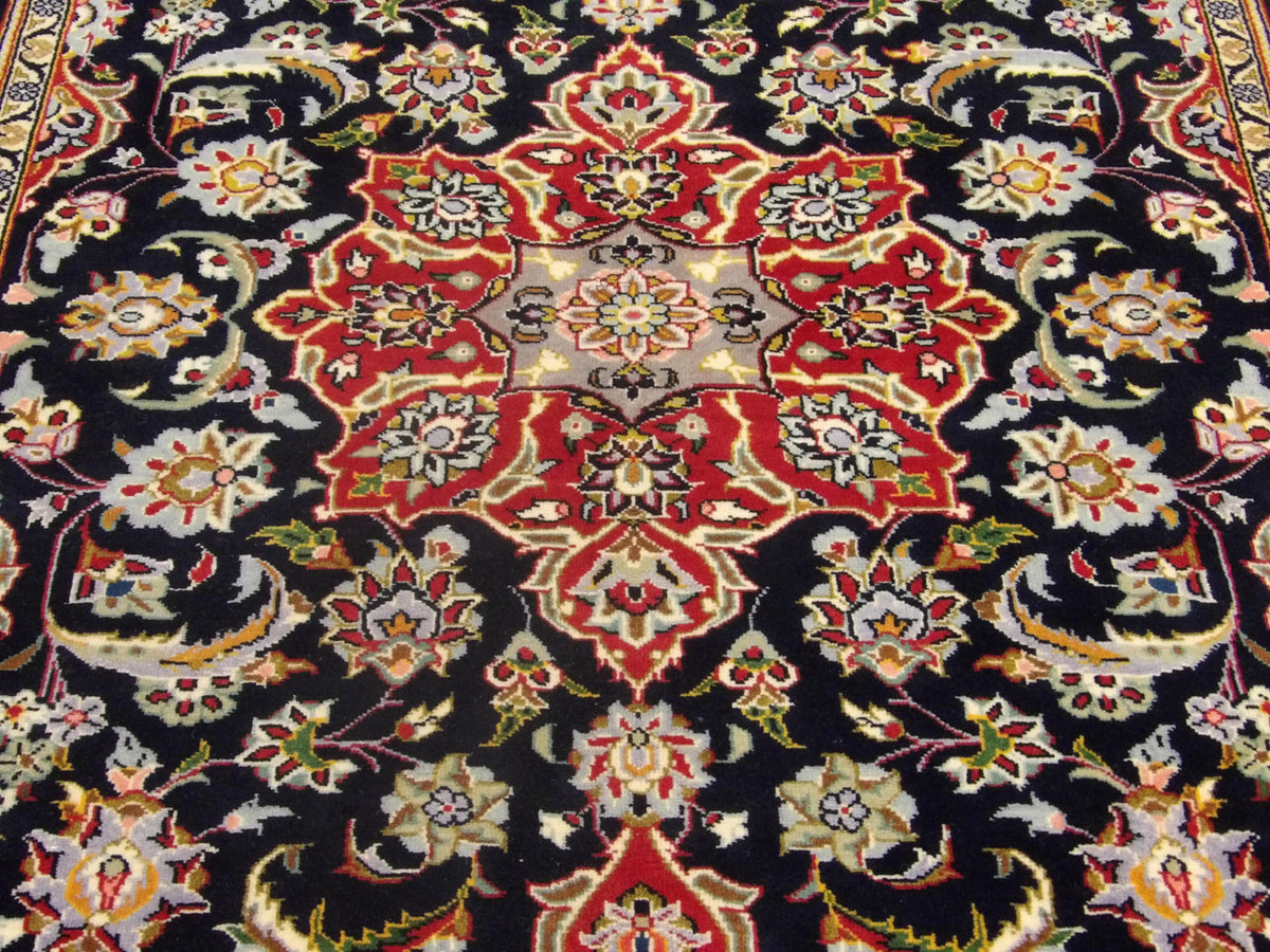Back of Fine Persian Qum hand-knotted rug