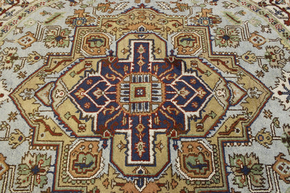 Tribal Indo Heriz rug corner detail
