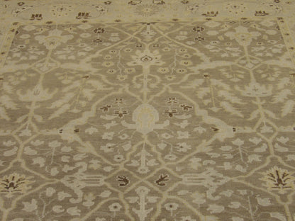 Back of Oushak hand-knotted rug