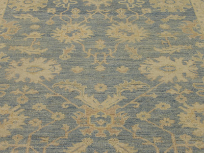 Oushak Bamiyan Wash Hand-Knotted Wool Rug in Blue & Beige — 6'0" x 9'0" | SKU w725