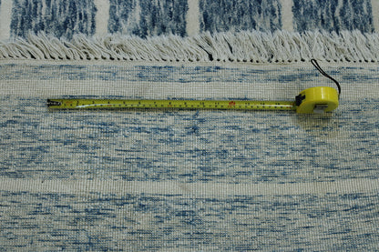 Blue & White Modern Silken Stripes Design rug in room setting