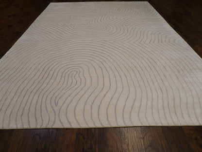 Back of Modern Wave Design hand-knotted rug