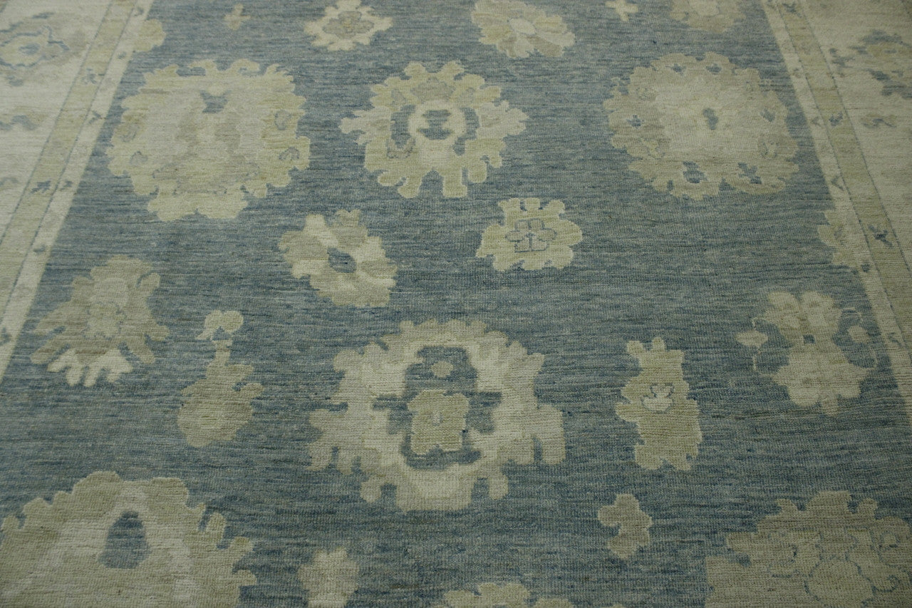 Close-up of wool pile, Blue & Gray rug