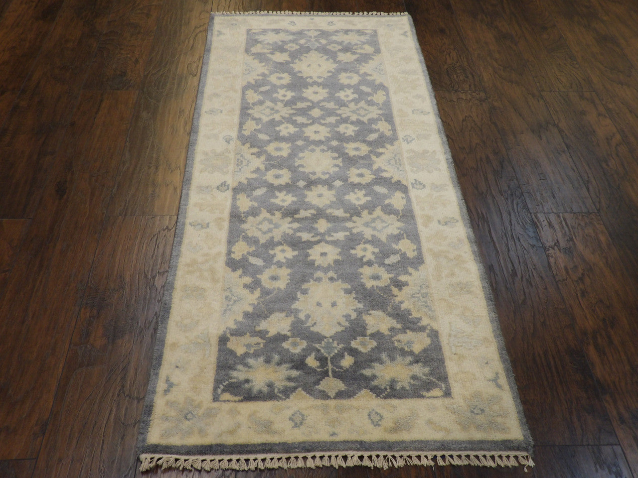 Gold & Gray Wash Turk Oushak rug in room setting