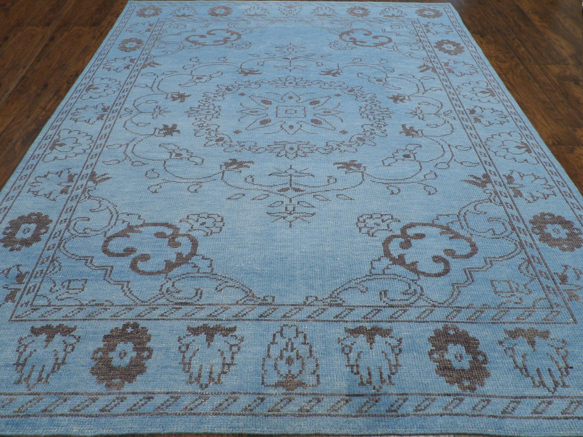 Close-up of wool pile, Blue & Gray rug