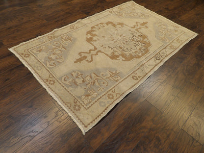 Oushak pattern detail, vintage blue rug