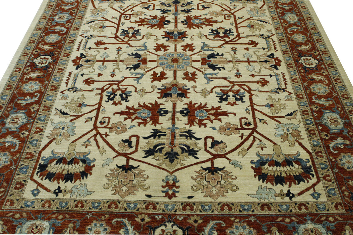 Tribal Fine Floral Sherapi rug border detail
