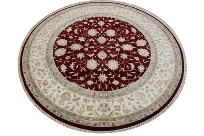 Close-up of wool-silk pile, Beige & Red rug