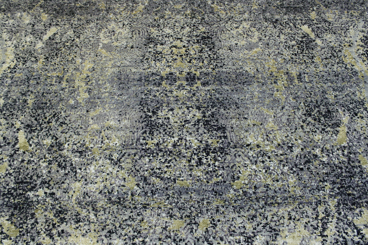 Blue & Multi-Color Modern Ikat Design rug in room setting