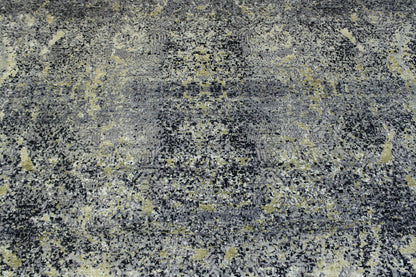 Blue & Multi-Color Modern Ikat Design rug in room setting