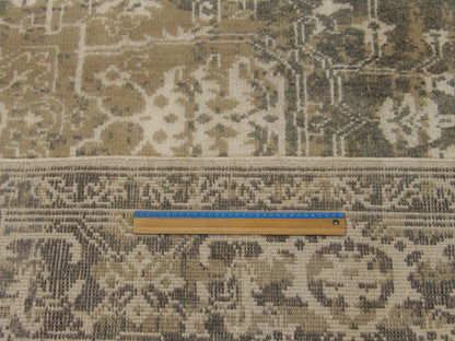 Green & Beige Oushak Sherapi Broken rug in room setting