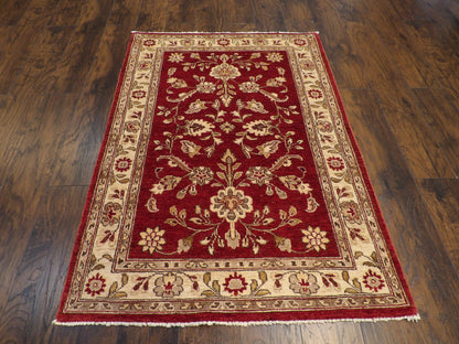 Close-up of wool pile, Gold & Red rug
