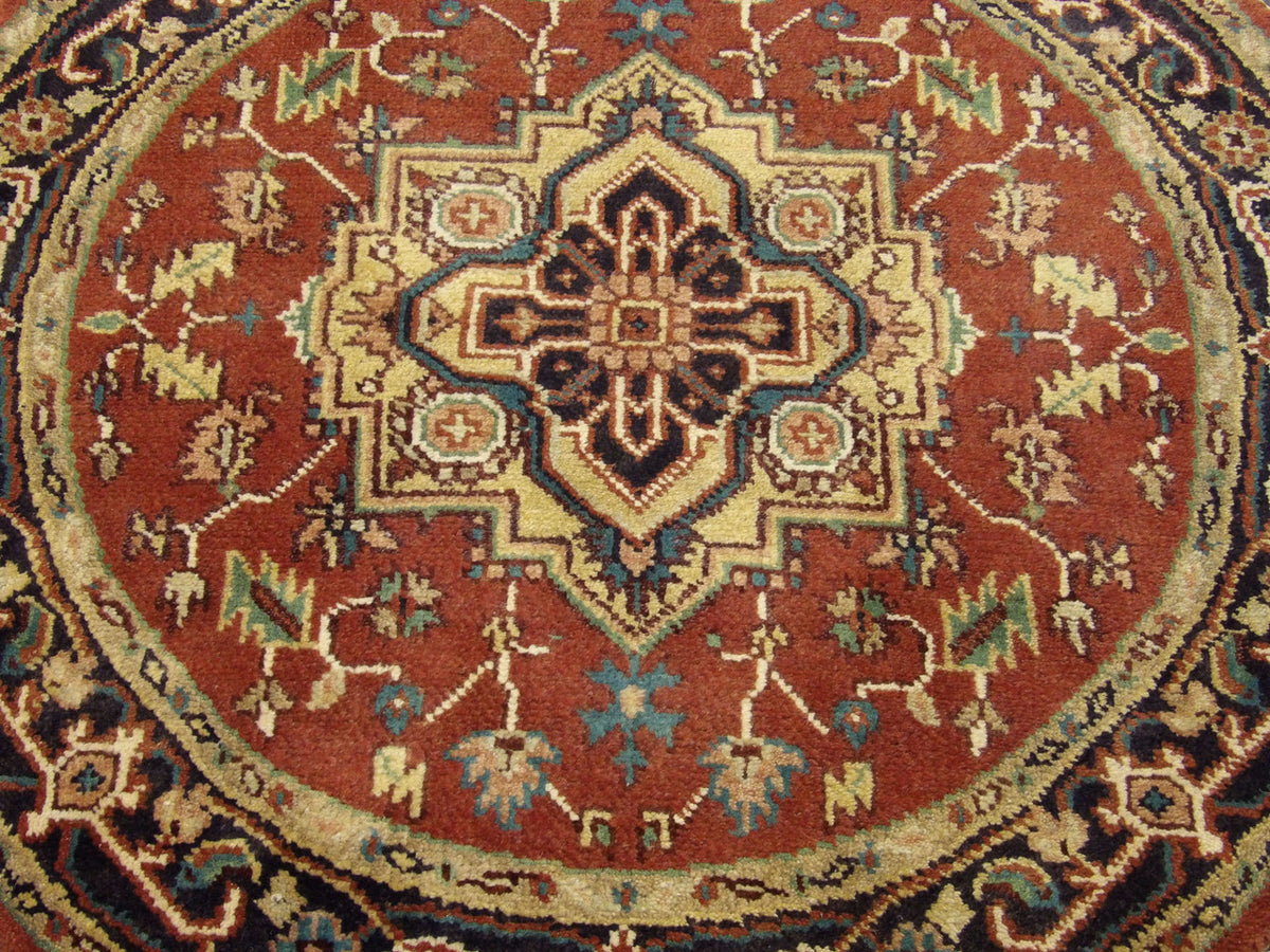 Back of Tribal Heriz hand-knotted rug