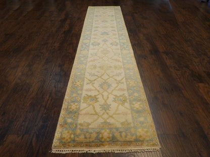 Close-up of wool pile, Blue & Beige rug