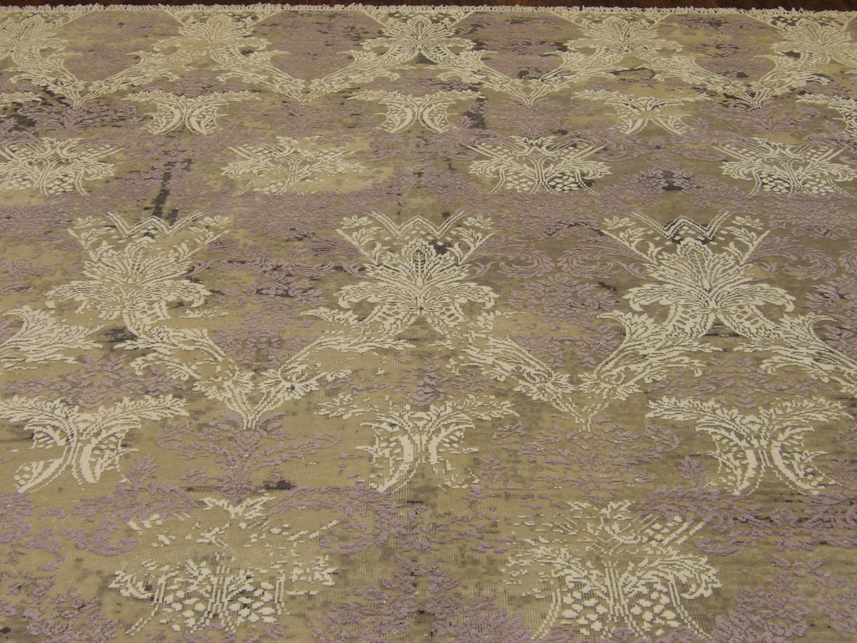 Back of Transitional Abstract Oxidized Design hand-knotted rug