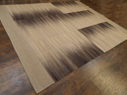 Full view of coastal flat-weave rug