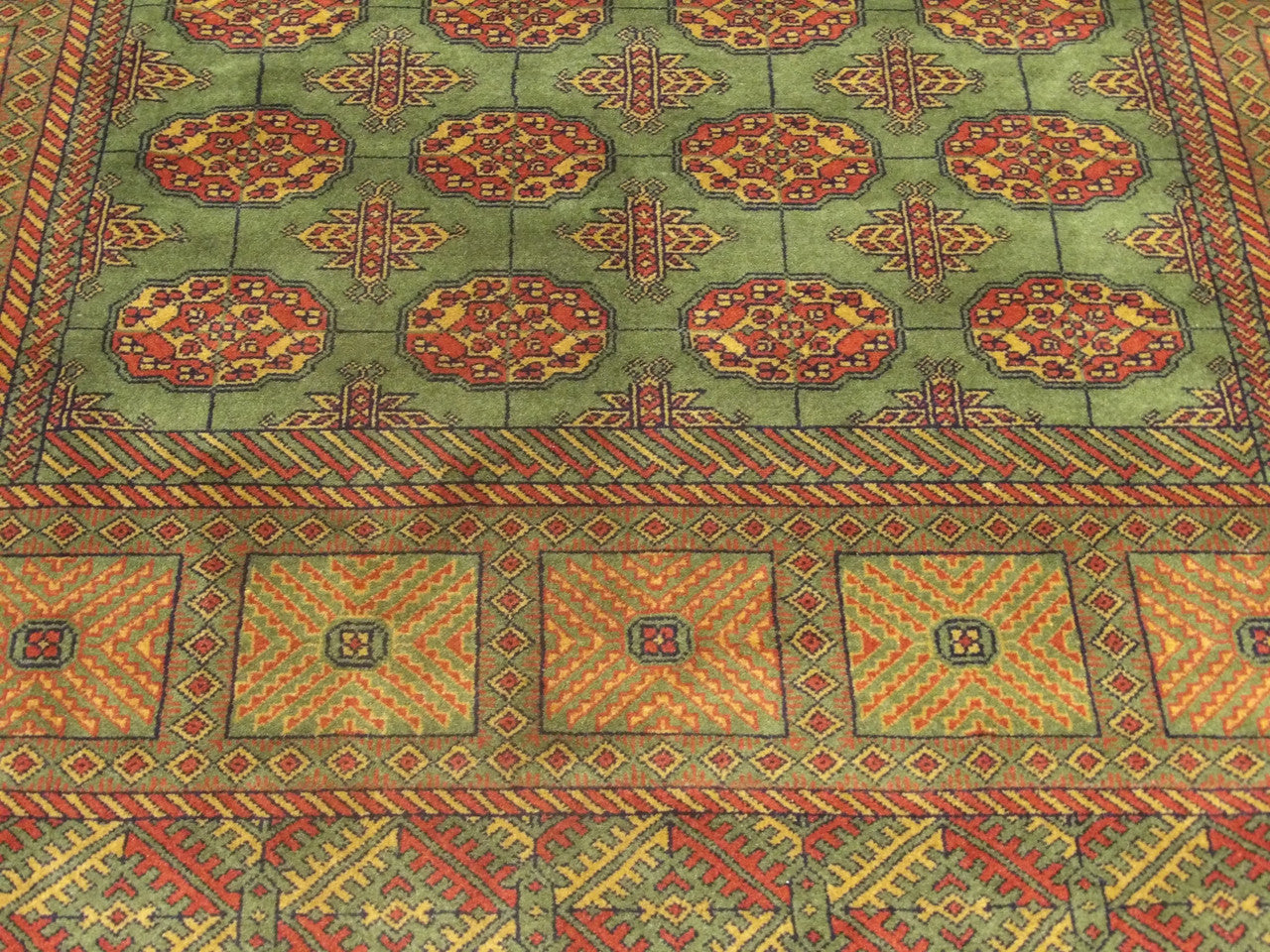 Tribal Bokhara Elephant Print rug border detail
