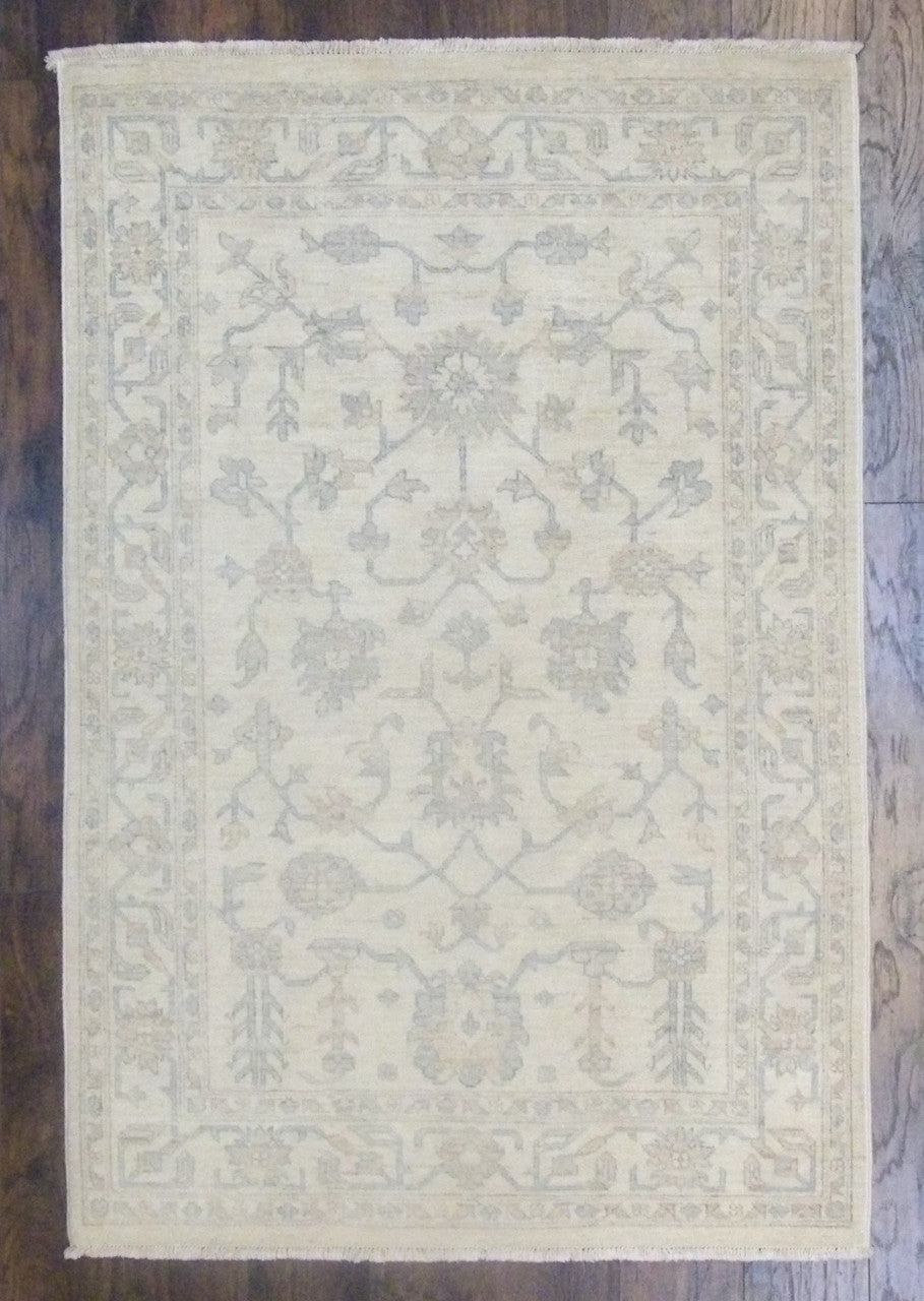 Indo Chobi Natural Dye hand-knotted wool rug in Beige, full view
