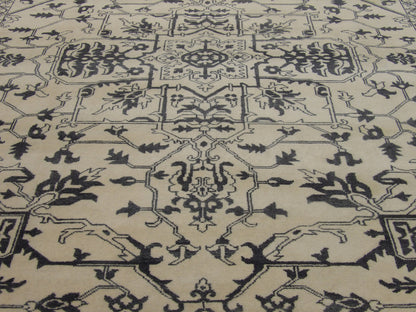 Back of Heriz Oushak Natural Dye hand-knotted rug
