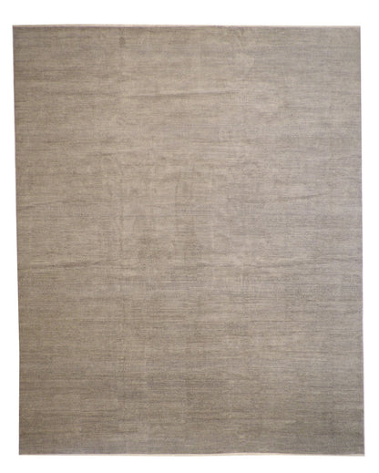 Transitional Grass Design hand-knotted wool rug in Gray, full view