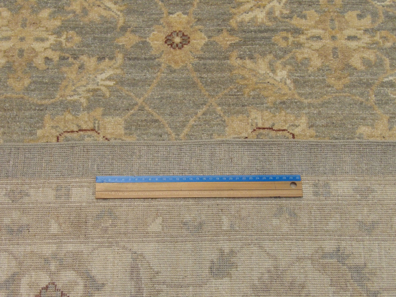 Blue & Beige Oushak Chobi Natural Dye rug in room setting