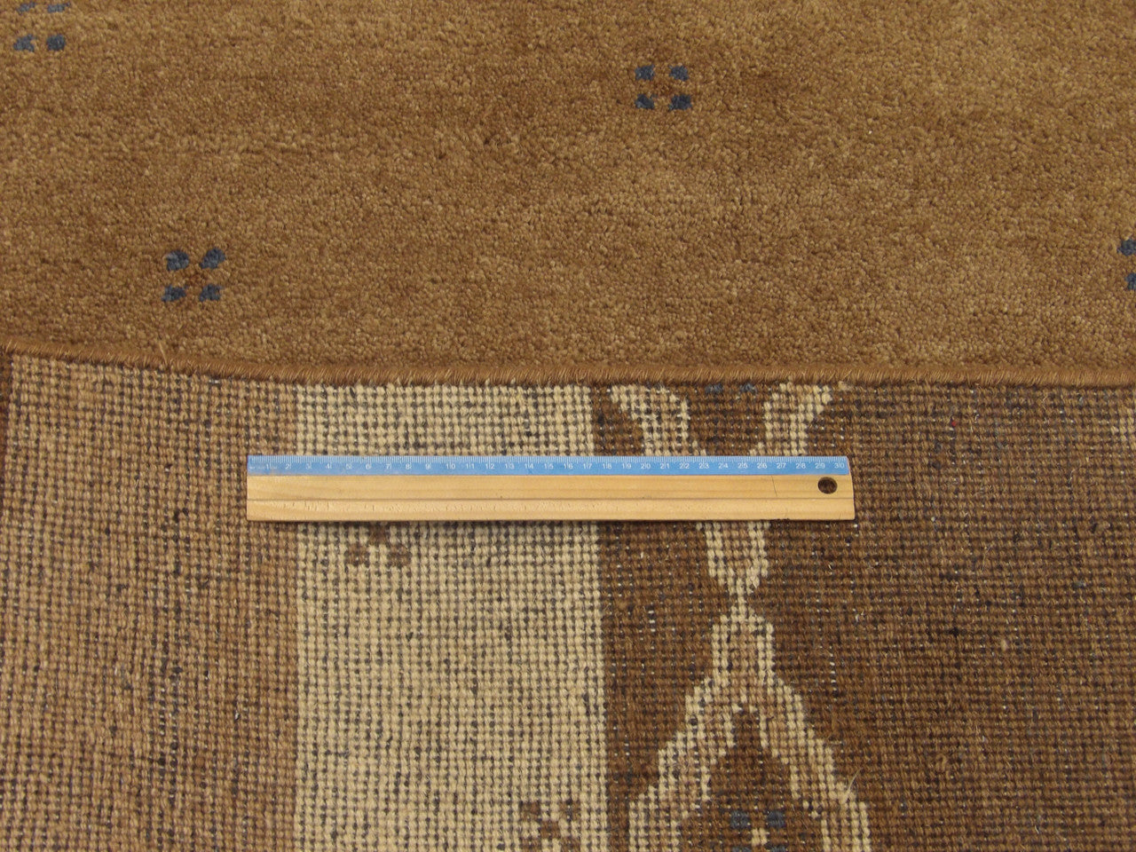 Full room view of tribal modern Gabbeh hand-knotted rug