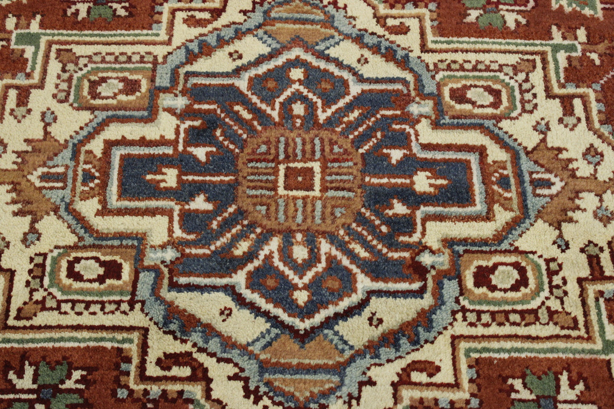 Back of Tribal Indo Heriz hand-knotted rug