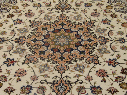 Back of Fine Persian Qum hand-knotted rug