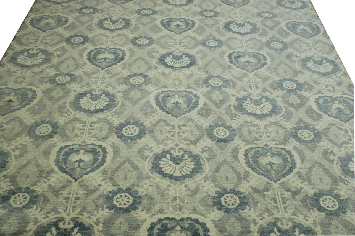 Back of Tribal Ikat hand-knotted rug
