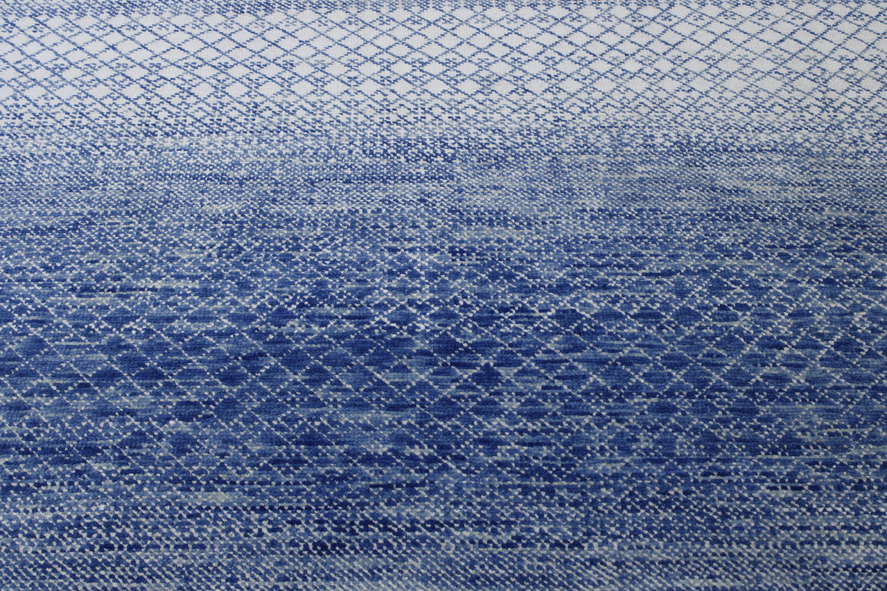 Close-up of wool pile, Blue & Gray rug