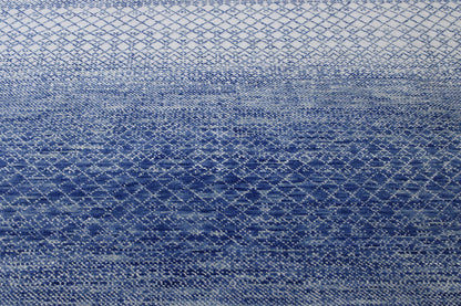 Close-up of wool pile, Blue & Gray rug