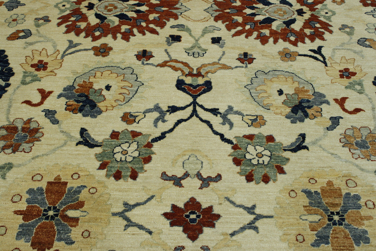 Blue & Beige Tribal Fine Sherapi rug in room setting