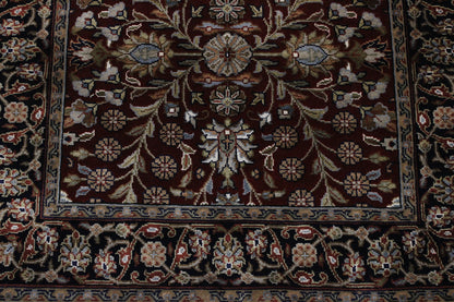 Close-up of wool-silk pile, Red rug