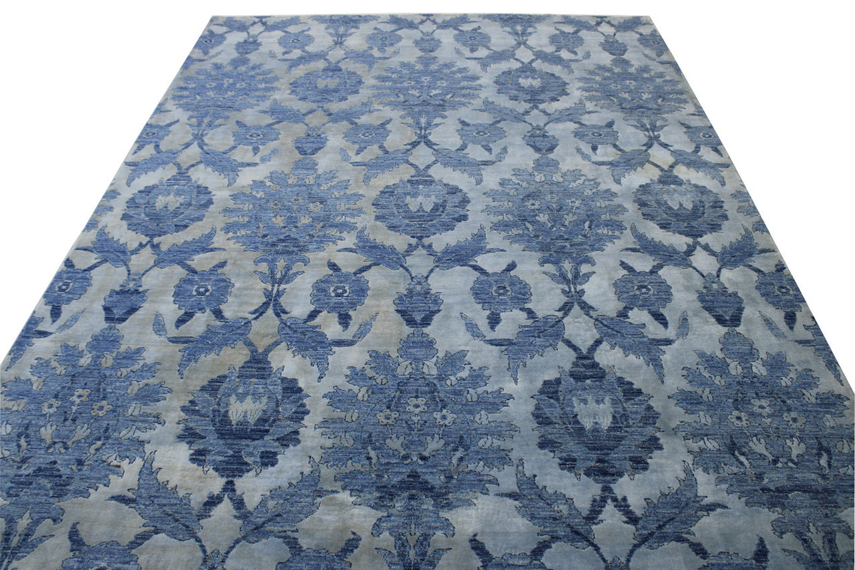 Transitional Silky Ikat rug border detail